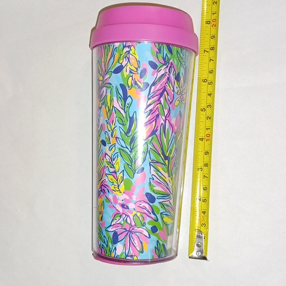 Lilly Pulitzer Hot Spot multi print Fall 2014 pink lid 16 oz Travel Cup - Picture 6 of 17